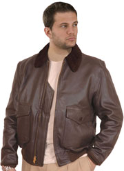 G1 Navy Military Deerskin Leather Bomber Jacket with Fur Collar