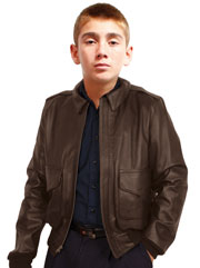 Kids Brown A2 Air Force Leather Bomber Jacket Made in the USA