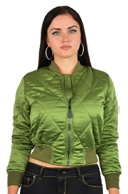 Ladies MA1Q Green Quilted Nylon Military Pilot Specs Aviation Bomber Jacket