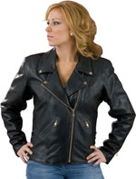 L102X Ladies Leather Biker Jacket Made in the USA