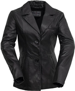LB3001 Ladies Lambskin Leather 2 Button Blazer with Chest Pocket
