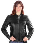 C6537 Ladies Vented Leather Biker Jacket