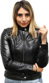 LC6557 Ladies Light Weight Leather Jacket with Mandarin Sport Collar Second Front View