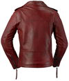 LC1082 Blood Red Cowhide Ladies Vintage Traditional Motorcycle Jacket with Half Belt Back View