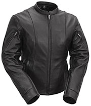 LC177 Ladies Black Leather Kosac Racer Biker Jacket