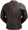 B2806 Mens Wine Lambskin Ribbed Accents Waist Jacket with Asymmetrical Front Zipper Back View