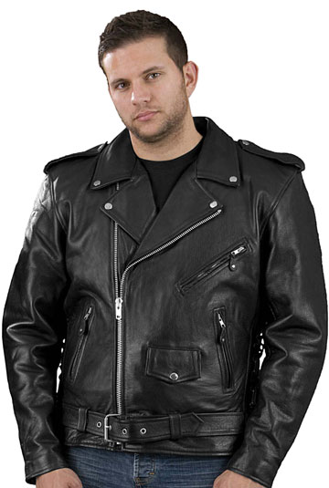 C1011T Men’s Tall Size Basic Biker Jacket with Adjustable Side Lacing