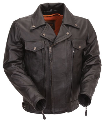 C1550 Distressed Brown Biker Leather Jacket with Tripple Stitch Detailing