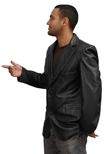 221 Mens Lambskin 2 Button Blazer with Chest Pocket Made in the USA Side View