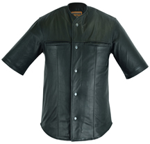 C775 Perforated Leather Baseball Shirt with Chest Pockets and Snaps