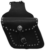 DIAGONAL LEATHER SADDLE BAG WITH STUDS & CONCHO