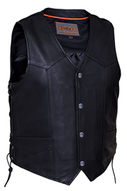 V331 Mens Premium Naked Leather Motorcycle Vest with Side Laces
